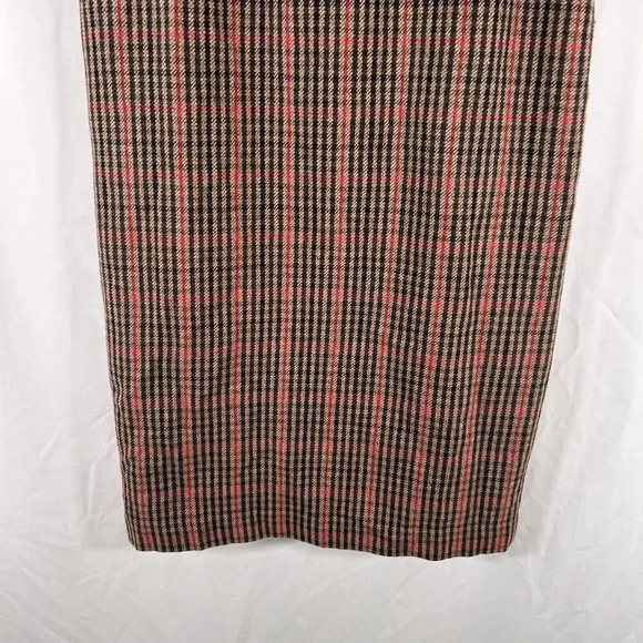 Liz Sport Wool Blend Skirt Women's 10 Brown Plaid Lined Side Zip Back Slit - Picture 3 of 9